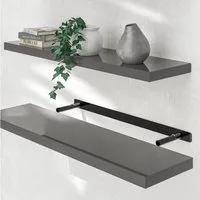 Casaria Wandboard, Grau Hängeregal mit Halterung 15kg Tragkraft Küche Hochglanz 90cm