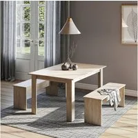Vicco Essgruppe Sentio, Sonoma, 137.6 x 92.8 cm mit 2 Bänken, (Set, 3-tlg., 3-er Set), platzsparend