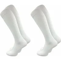 GAWILO Kniestrümpfe Retro für Herren mit stylischen Streifen - weiß & schwarz - Baumwolle (2 Paar) Knielange Socken im sportlichen Look - auch zum Wandern geeignet