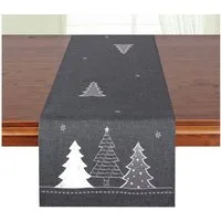 Delindo Lifestyle Tischläufer Tannenbaum (1-tlg), Glattes Gewebe, bestickt