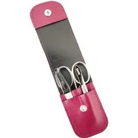 EloModa Maniküre-Kosmetik-Etui 3-teiliges Solingen Maniküre Set mit Leder Etui, Nagelschere, Feile, 3 tlg., Made in Germany