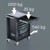9706 Tool Rebel Werkstattwagen Stainless 2, mit Bestückung, Werkzeugwagen schwarz/silber, 191-teilig, im exklusiven Tool Rebel Design
