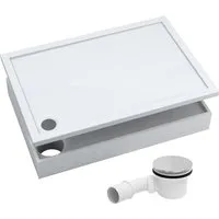 Aquabad® Duschwanne BASIC Smooth White, Rechteck, Acryl, 1-St., Duschwanne + Styroporträger + Ablaufgarnitur, 70x90 cm
