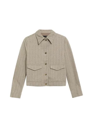 s.Oliver BLACK LABEL - Jacke mit Fischgrätmuster beige/braun - Gr. - 46