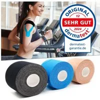 Axion Kinesiologie-Tape Kinesio-Tapes - Wasserfeste Tapes in blau, beige, schwarz (Set, 3-St) MEDIZINPRODUKT, Physiotape, Sporttape Bandage