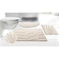 OTTO home Badematte Epense, Badvorleger, Badezimmer Teppich, Duschmatte mit Blattstruktur, Höhe 10 mm, rutschhemmend beschichtet, schnell trocknend, fußbodenheizungsgeeignet, Polyester, halbrund, Badteppich, Uni, Blätter, Hoch-Tief, verschiedene Farb