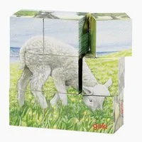 goki Würfelpuzzle Würfelpuzzle Bauernhoftiere, 9 Puzzleteile, Sechs verschiedene Motive