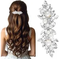 Zaewry Haarspange Strass Haarspangen mit Perle, Braut Haarschmuck für Frauen, Funkelnde Kristall Haarnadeln, Ausgefallene Blumen Haarspangen, für Hochzeit, Braut, Langes und kurzes Haar.