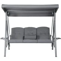 HOME DELUXE Hollywoodschaukel DESCANSO, 3-Sitzer, ohne Abdeckung, inkl. Auflagen - B/H/L 115x195x198 cm I Gartenliege Schaukelliege
