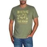 MUSTANG T-Shirt Herren Printshirt Regular Fit (1-tlg) Kurzarm Tee Shirt mit Rundhalsausschnitt aus 100% Baumwolle