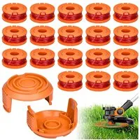 JOYOLEDER Fadenspule 18+2 Stück Rasentrimmer Spule Rasentrimmer, Trimmer Fadenspule, (für W-o-r-x WG Serie, Fadentrimmer Ersatzspule, Ø 1,65mm, 3m Länge (18 Ersatzspulen + 2 Kappe)