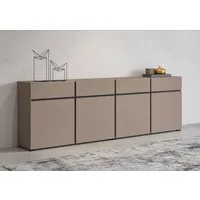 OTTO home Sideboard Cross,Breite 225 cm, moderne grifflose Kommode,4 Türen/4 Schubkästen, Schubladenschrank mit viel Stauraum, Einlegeböden verstellbar