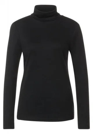 Street One - Basicshirt mit Rollkragen schwarz - Gr. - 34