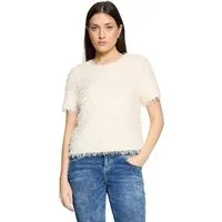 Cartoon Kurzarmshirt Damen mit Fransen (1-tlg)