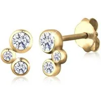 Elli Premium Paar Ohrstecker Basic Geo Hochwertig Zirkonia 585 Gelbgold