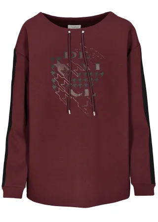 CLARINA - Sweatshirt, 1/1 Arm,Frontdruck aubergine - Gr. - 48