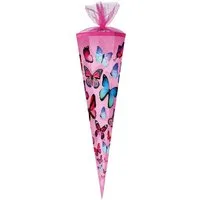 Nestler Schultüte PINK BUTTERFLY Schmetterlinge Rosa, Zuckertüte 85cm (zum Schulanfang / Einschulung)