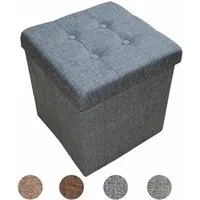 style home Sitzhocker mit Stauraum faltbare Sitzwürfel (Sitztruhe aus Leinen, 38 x 38 x 38 cm Grau), gepolstert Sitzbank Fußhocker für Wohnzimmer Schlafzimmer