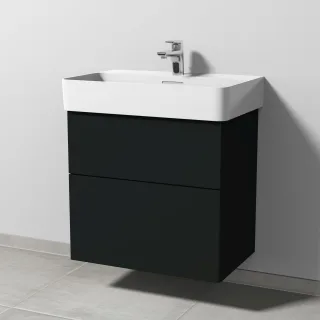 Sanipa 3way Waschtischunterbau zu Laufen VAL Waschtisch mit 2 Auszügen, Vulkan-Matt SP8221V