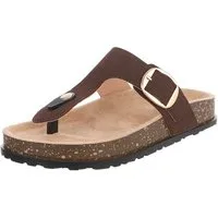 Ital-Design Modische Flip-Flops mit Schnalle für Damen Zehentrenner (91512260) Flach Zehentrenner in Braun