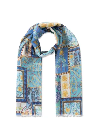 Schal aus reiner Baumwolle mit Streifen blau - Gr. - one size