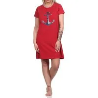RELAX by Normann Nachthemd Maritimes Damen kurzarm Nachthemd mit Anker-Motiv - 122 10 755