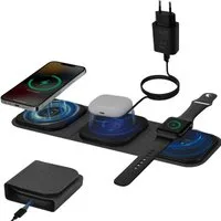 Vivitar Mag-Safe Ladegerät 3-in-1 kabelloses Ladegerät mit USB C & 15W Adapter Induktions-Ladegerät (faltbarer Wechsler für iphone, android, iWatch, airpods, Universelles, schnelles und sicheres Ladegerät für unterwegs)