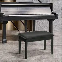 HOMCOM Klavierbank Klavierhocker mit versteckten Stauraum, Pianobank mit Lederkissen (bis 150 KG Belastbar, 1-St., Schwarz), 75 x 35 x 49 cm