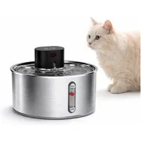 HOMELODY Trinkbrunnen Katzenbrunnen Edelstahl 3,2L kabellos leise mit Filter, Trinkbrunnen Katze Akku 120 Tage Sensor 5-fach Filter