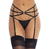 Leg Avenue Strumpfhalter Strumpfhalter mit Schmucksteinen - schwarz, verstellbar