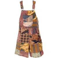 Guru-Shop Hose & Shorts Goa Shorts, kurze Patchwork Latzhose, upcycling.. alternative Bekleidung