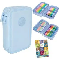 GOLDKIDS Federmäppchen COOLPACK 2-fache Federtasche Federmappe, (34-teilig Schüleretui Stifte und Pinsel, inkl. Aufgabenheft Federbox Etui), Stiftetasche Schlamper-Etui Schul-Etui