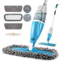 HUGERSTONE Sprühwischer Wischmopp Set mit 440ml Wassertank, Bodenwischer mit Sprühfunktion (mit 3 Waschbaren Mikrofaser Pads) Nass und Trockenwischer, 360 Grad Rotierender Wischmopp für alle Böden