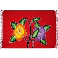 Wogeka Sarong blickdichter Sarong mit Blüten als Strandtuch Strandkleid Wickelrock