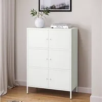skølm Kommode Atriona aus Metall (Weiß, 3 Fächer & 6 Türen), Metallschrank 113,5 x 80 x 38 cm, auch verfügbar mit 2 Fächern