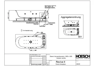 Hoesch Monolith Einbau Whirlwanne iSensi Vorwand 1900x900 rechts mit Reviva II 3842E.010305001
