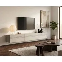 OTTO home Lowboard SPIAGGIA, 3-teiliges Set, Breite 270cm, stehend & hängend montierbar (Grifflose Fronten mit Gasdruckfeder, Fronten mit horizontaler Fräsung), TV-Möbel, TV-Schrank, TV-Lowboard, Mediaboard