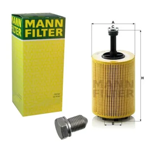 Mann ?lfilter+Febi ?lablassschraube+Dichtring Audi Chrysler Jeep Mitsubishi Seat Skoda VW