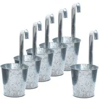 Spetebo Kräutertopf Zink Blumentopf zum Einhängen Ø 13 cm - 6er Set (6er Set, 6 St., Pflanztöpfe), Balkon Hängetopf mit Haken