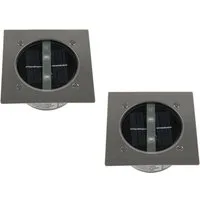 smartwares LED Gartenstrahler, Tageslichtsensor, LED fest integriert, Neutralweiß, 2er-Set Solar-leuchte Boden-Einbaustrahler Außen, Bodenstrahler eckig