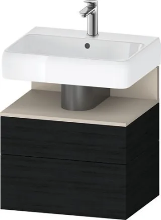 Duravit Qatego Waschtischunterbau wandhängend Eiche Schwarz Matt 590x470x590 mm - QA4393083160000 QA4393083160000