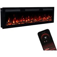 GLOW FIRE Elektrokamin Inside Wandkamin mit 3D Feuer und Heizung (Thermostat, 900- 1800 W), Elektrischer Stand-, Wand- oder Einbaukamin mit APP Steuerung, LED