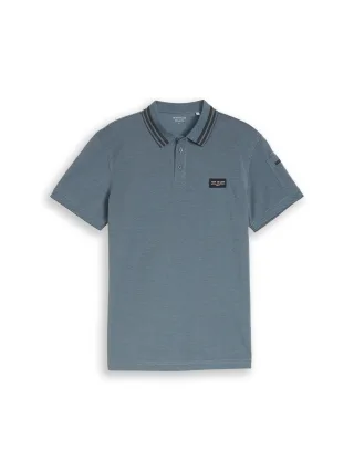 Tom Tailor - Poloshirt mit Ärmeltasche blue grey two tone - Gr. - XXL