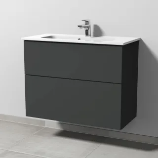 Sanipa 3way Waschtischunterbau zu Duravit ME by Starck Waschtisch mit 2 Auszügen, Graphit-Matt SP7231B