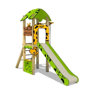 Spielturm PRO MAGIC Tree+ - Dschungel Kletterturm mit Rutsche & Feuerwehrstange für Kitas - Robuste Spielanlage 9x9 cm wetterfest - Wickey
