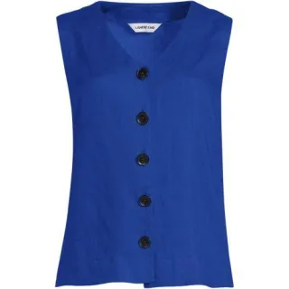 Premium Reinleinen-Top mit Knöpfen für Damen, Damen, size: regular, Blau, Leinen, by Lands' End