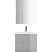 welltime Badmöbel-Set Lund Badmöbel Set Badschrank Badezimmerset, (Komplett-Set), Spiegelschrank, Waschtisch und Waschbecken Breite 60cm