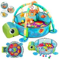 Krabbeldecke 3 in 1 Schildkröte Erlebnisdecke Spielbogen mit 30 Bälle, Dripex
