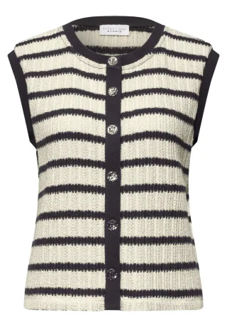 Street One - Ärmelloses Stricktop mit Streifen beige/braun - Gr. - 42