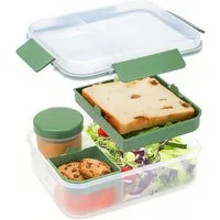 Diwzbyn Lunchbox 1600ML Auslaufsichere Brotdose Bento Box mit Fächern, (Salatbox to Go mit Soßenbox, Snackbox Frühstücksbox), für Schule Picknick Büro,für Kinder und Erwachsene